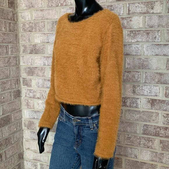 Pilcro By Anthropologie Fuzzy Long Sleeve Cropped Sweater Sz SP - Picture 4 of 10